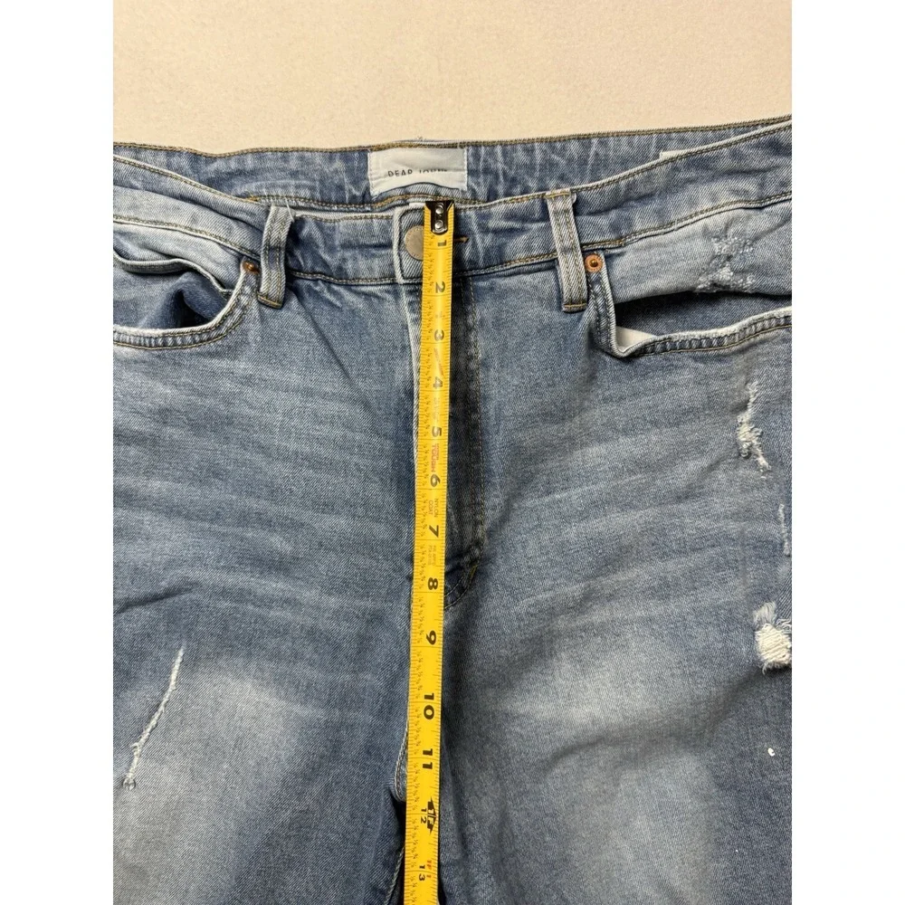 Dear John Frankie Straight Jeans Womens 33 Super High Rise Distressed Light Wash